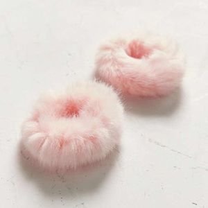 baby pink furry scrunchies